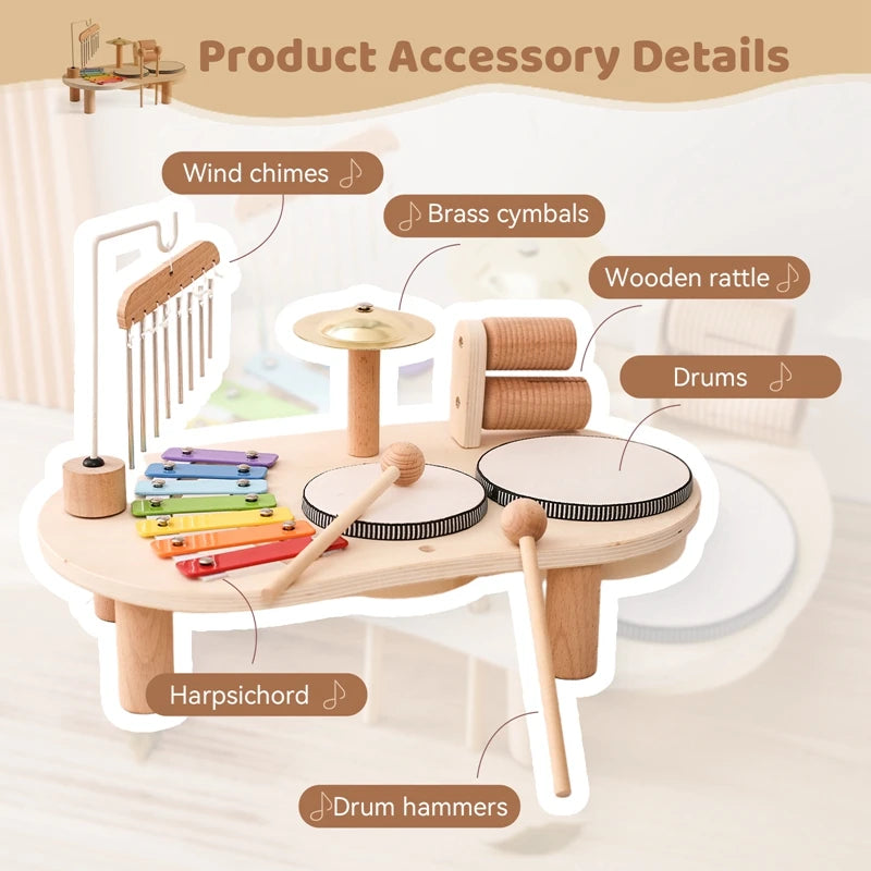 Baby Educational Wooden Aeolian Bells – Montessori Musical Toy Xylophone for Newborns and Toddlers