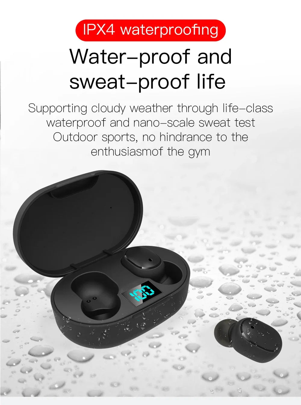 E6S TWS Wireless Headphones Sports Waterproof Bluetooth 5.0 Earphone  Stereo Headset with Microphone for Iphone Xiaomi Vivo Oppo