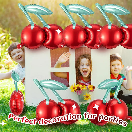 3/4/5/6pcs Cherry Aluminum Film Balloon Fruit Theme Sweet Girl lovely Cherry Birthday Party Valentine Scene Decoration Balloon