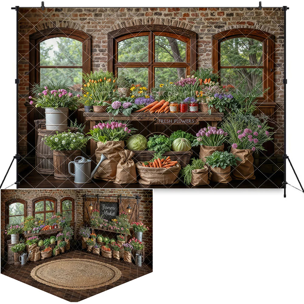 Valentine's Day Street Store Backdrops Kids Adult Photography Props Rose Garden Arch Floral Market Easter Bunny Backdrops