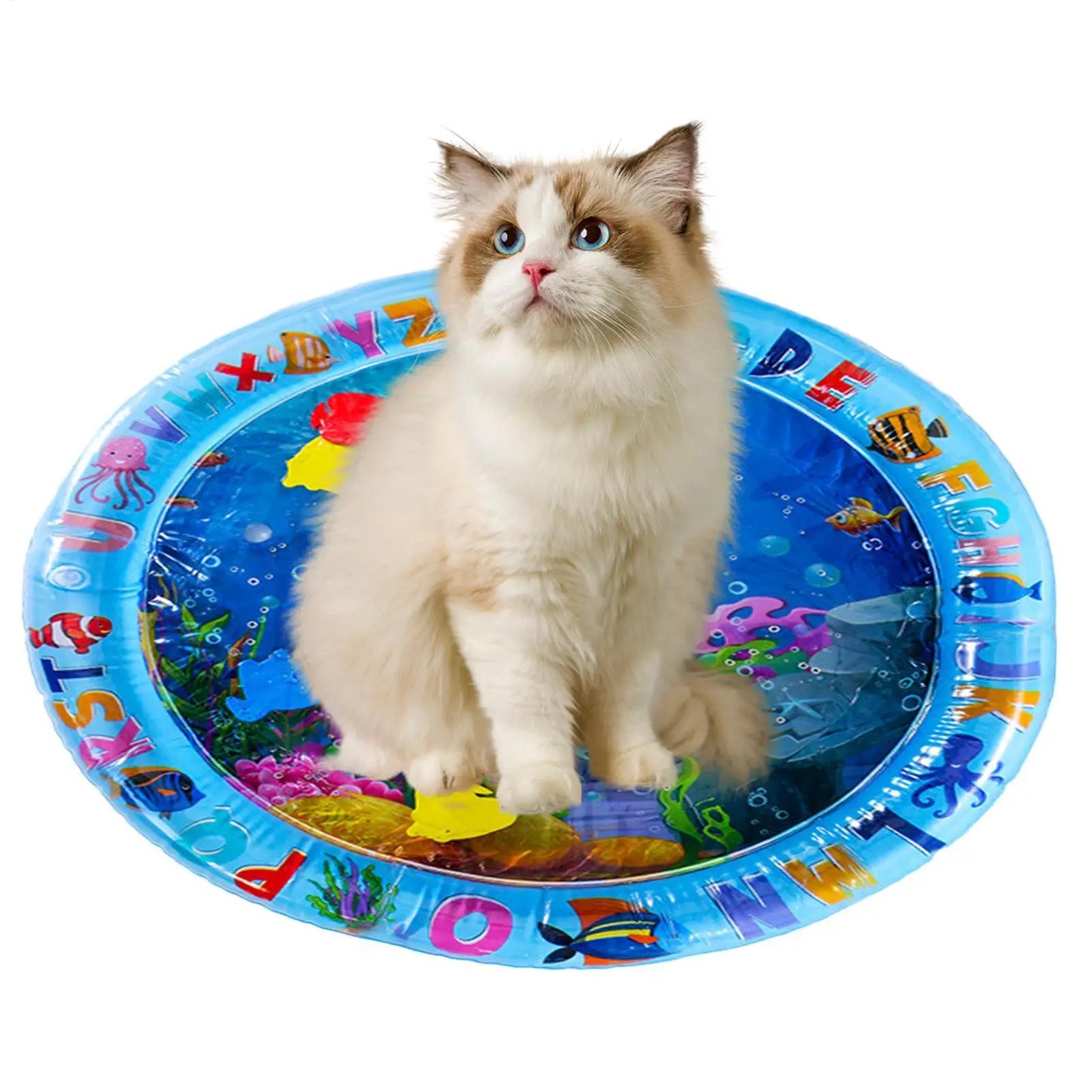 Water Sensory Play Mat Thickened Inflatable Water Mat For Cat And Dog Pet Playmat With Fish Sea Ocean Theme Sensory Toy Water
