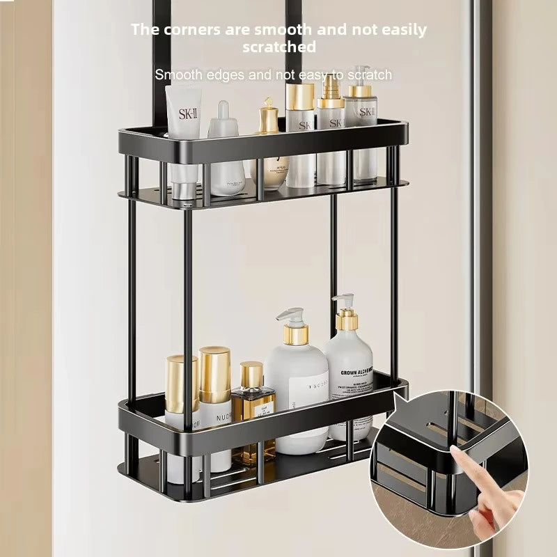 1/2/3 Tiers Bathroom Punch Free Wall-mounted Storage Rack Shower Room Over The Door Toiletries Organizer Bathroom Hanging Shelf