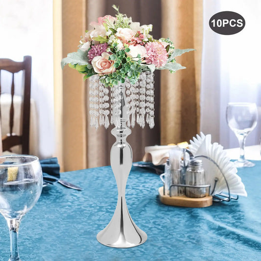 10PCS Tabletop Crystal Wedding Flower Vase Decoration For Banquet Party Wedding