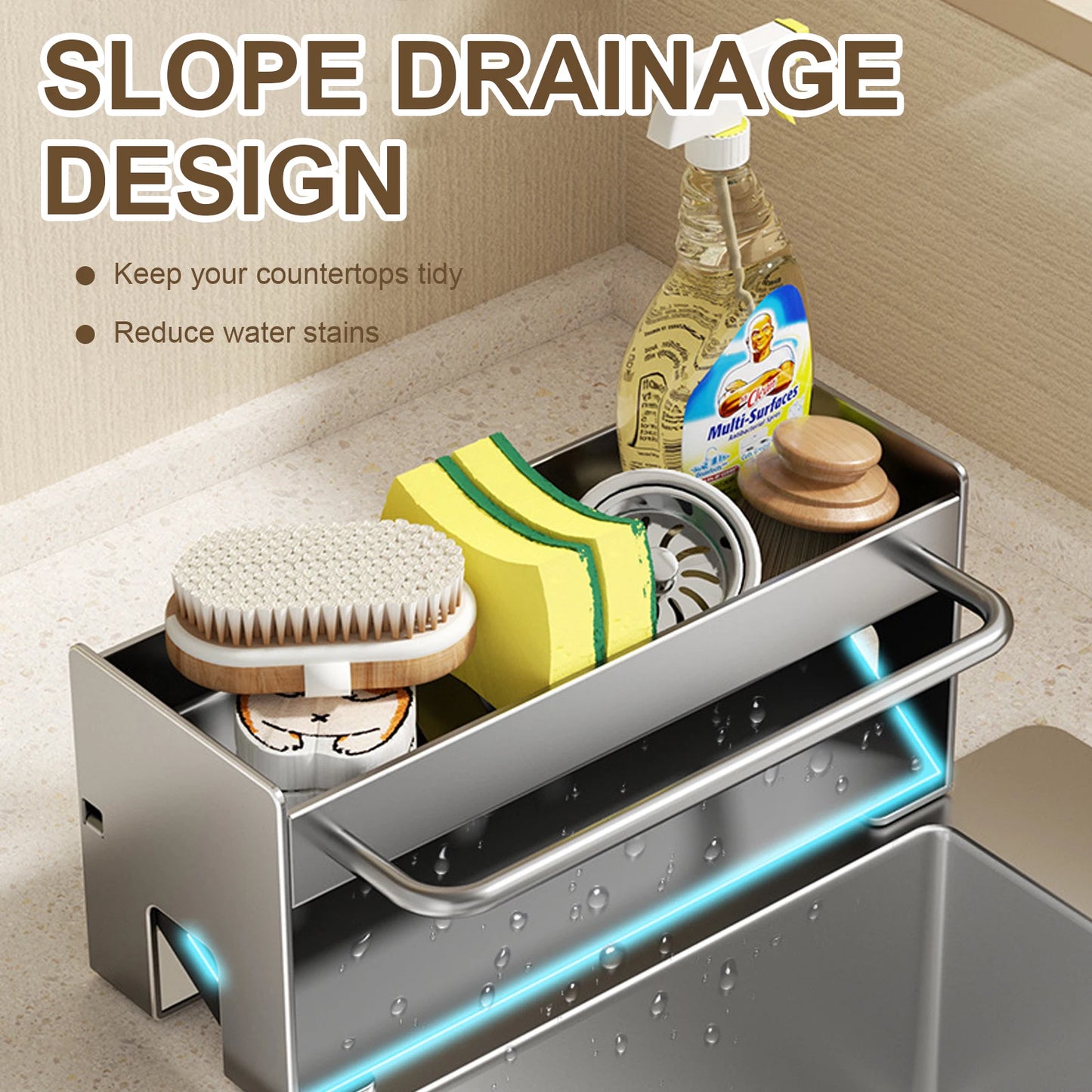 Kitchen Sponge Holder Stainless Steel Sink Drain Rack Soap Drainer Towel Rack Shelf Organiser bathroom Storage Accessories
