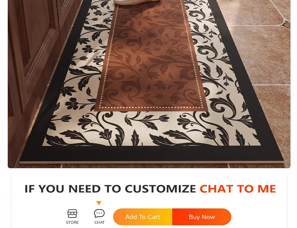 Rug for Kitchen Waterproof Non-slip Leather PVC Floor Mat American Retro Style Rugs Oil-proof Stain-resistant Long Carpets 주방 카펫