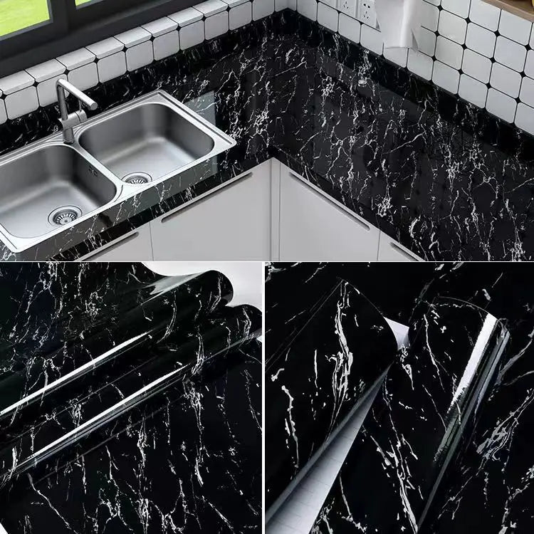PVC Thickened Waterproof And Oil-proof Marble Wallpaper Self-adhesive Sticker Bathroom Cabinet Cooktop Desktop Decorative Film