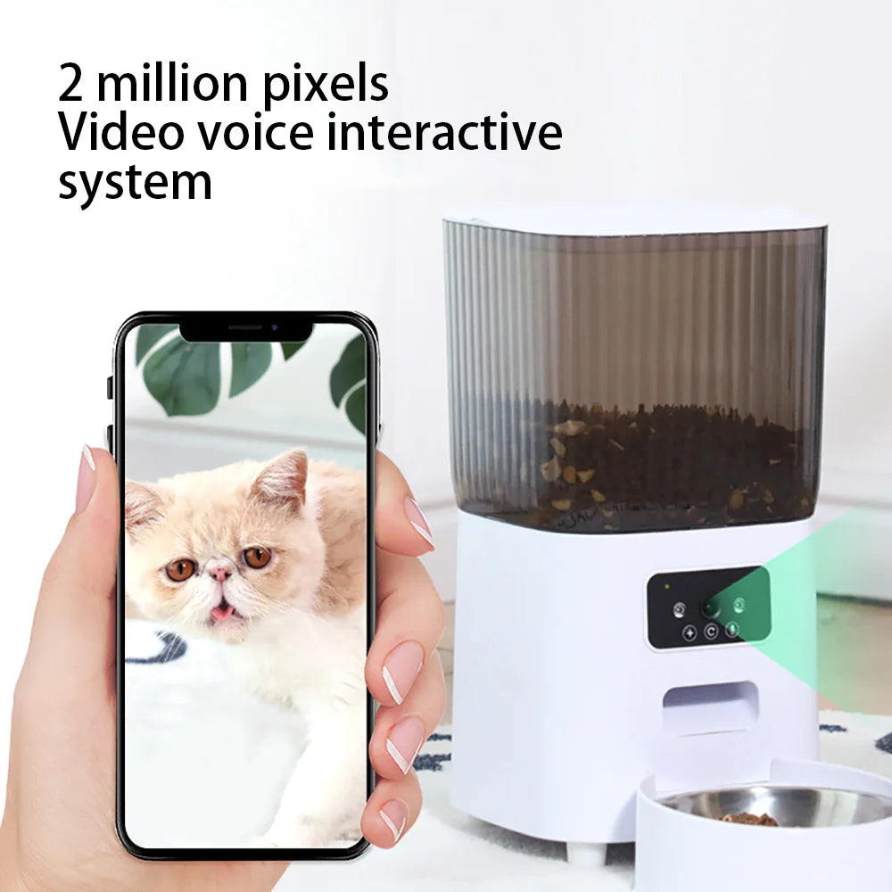 5L Smart Automatic Pet Feeder with Camera – WiFi Cat & Dog Food Dispenser with Timed Portions and Stainless Steel Bowl