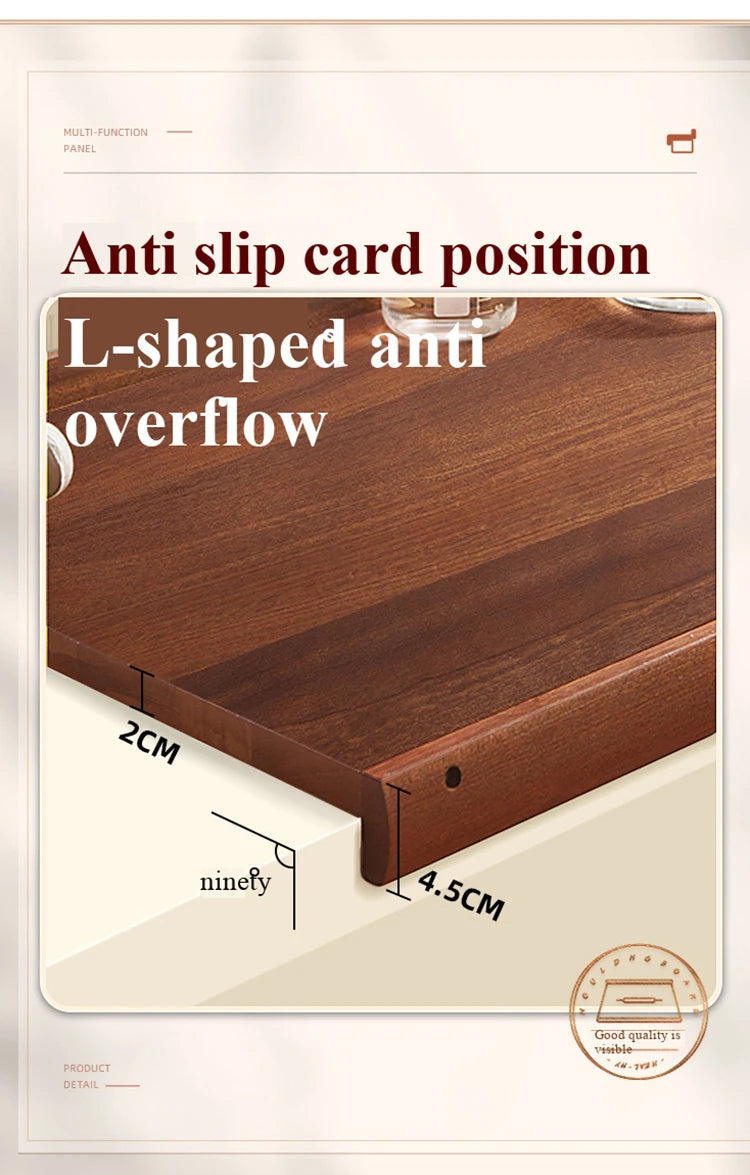L-Baffle Ebony Wood Pastry Board, Large Dough Kneading Board with Anti-Spill Edge, Solid Wood Rolling Pin Butcher Block