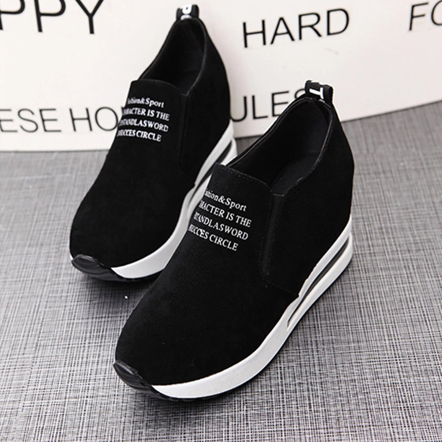 High Platform Shoes 2024 Spring Breathable Suede Sneakers Hidden Increasing Sport Shoes Women Wedge Casual Chunky Shoes