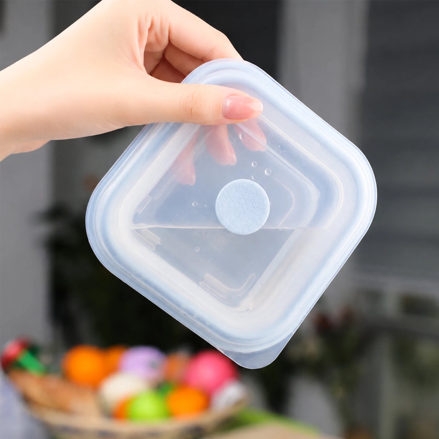 Silicone Snack Containers for Kids Food Containers with Lids, Fruit Container for Lunch, Foldable Lunch Container for Kids