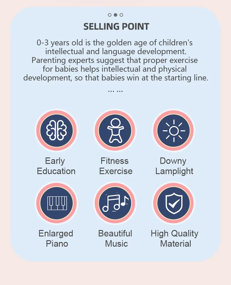 Baby Activity Gym Music Rack Early Education Toy Gifts Newborn 0-36 Months Piano Keyboard Infant Crawling Blanket Pedal Play Mat