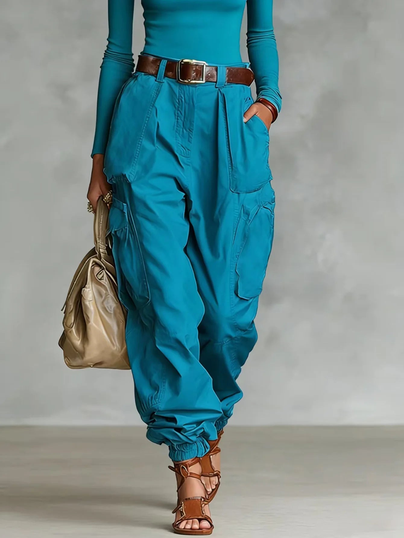 Pantalones De Mujer New High Waist Pocket Solid Color Overalls Women's Summer New Loose Casual Vacation Outdoor Sports Overalls