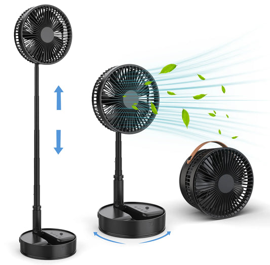 Remote Control Hand Strap &USB Charging Port  Battery Operated Portable Standing Fan, 4 Speed, Timer for Camping Travel Outdoor,