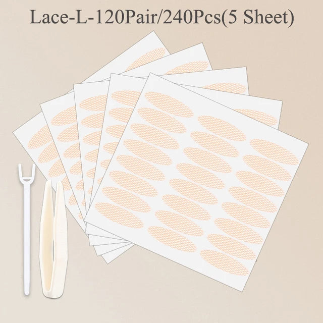 240pcs Lace Eyelid Stickers – Invisible Mesh Double Eyelid Tape for Eye Makeup and Beauty Tools