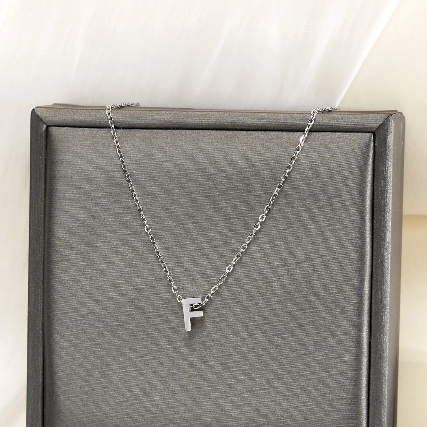 Silver Color Tiny A-Z Initial Letter Necklace for Women Stainless Steel 26 Alphabet Name Pendant Necklaces Jewelry Birthday Gift