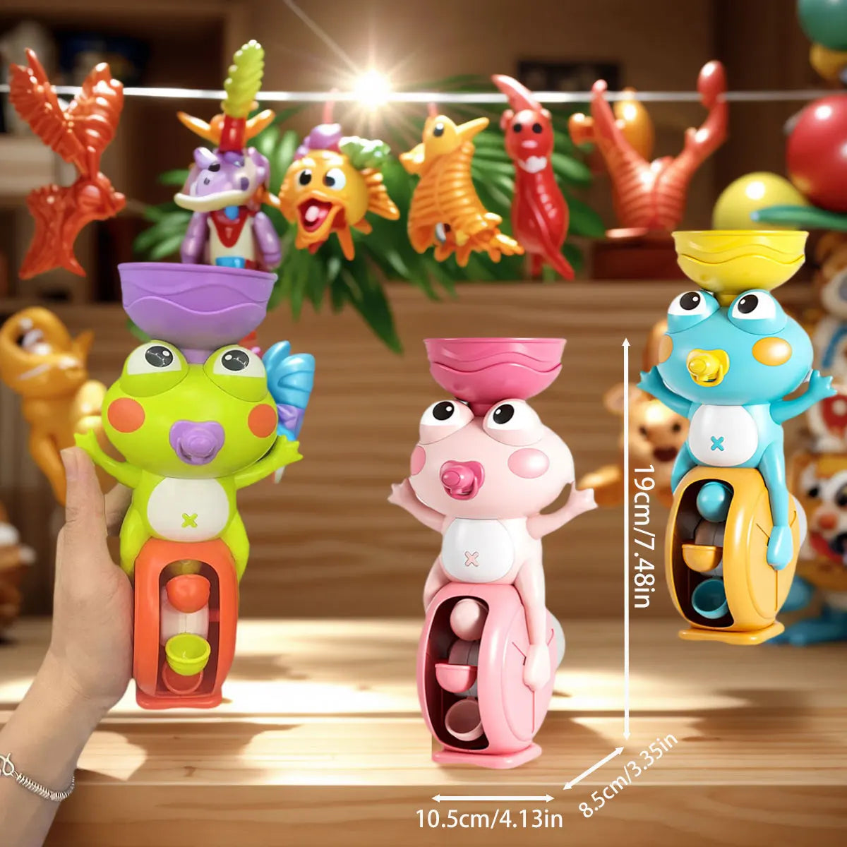 Cute Frog Waterwheel Bath Toy – Rotating Water Play Toy with Suction Cup for Toddlers and Kids