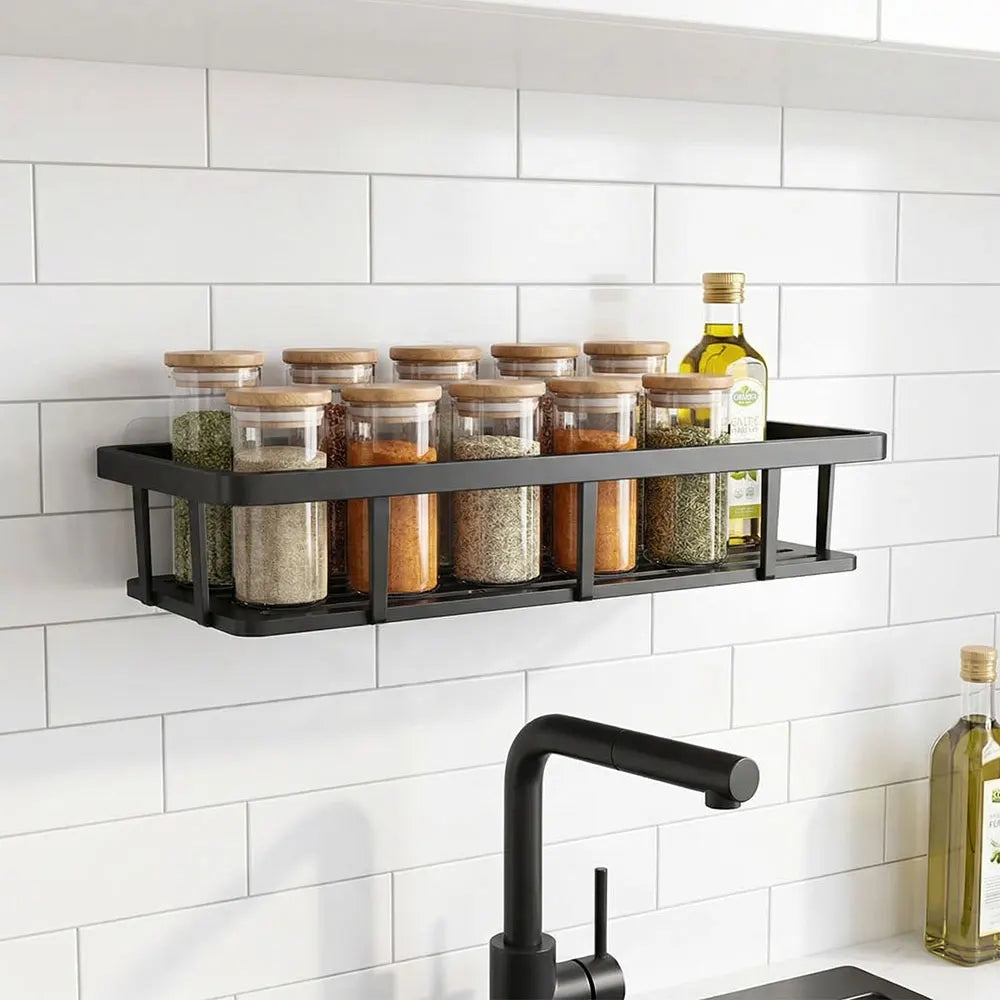 Bathroom Storage Rack No-Drill Wall Mounted Shampoo Makeup Storage Holder ShowerOrganizer Rack Bathroom Shelves Accessories