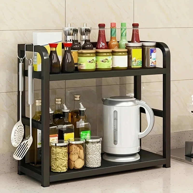1pc 2-Tier Metal Countertop Shelf - Space Saving Organiser for Coffee, Mugs & Condiments, Rustproof Kitchen Rack