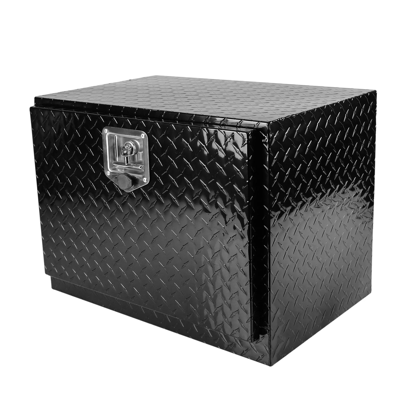 24 Inch Aluminum Stripes Plated Tool Box Pick Up Truck Bed RV Trailer Toolbox Waterproof Square Storage Organizer