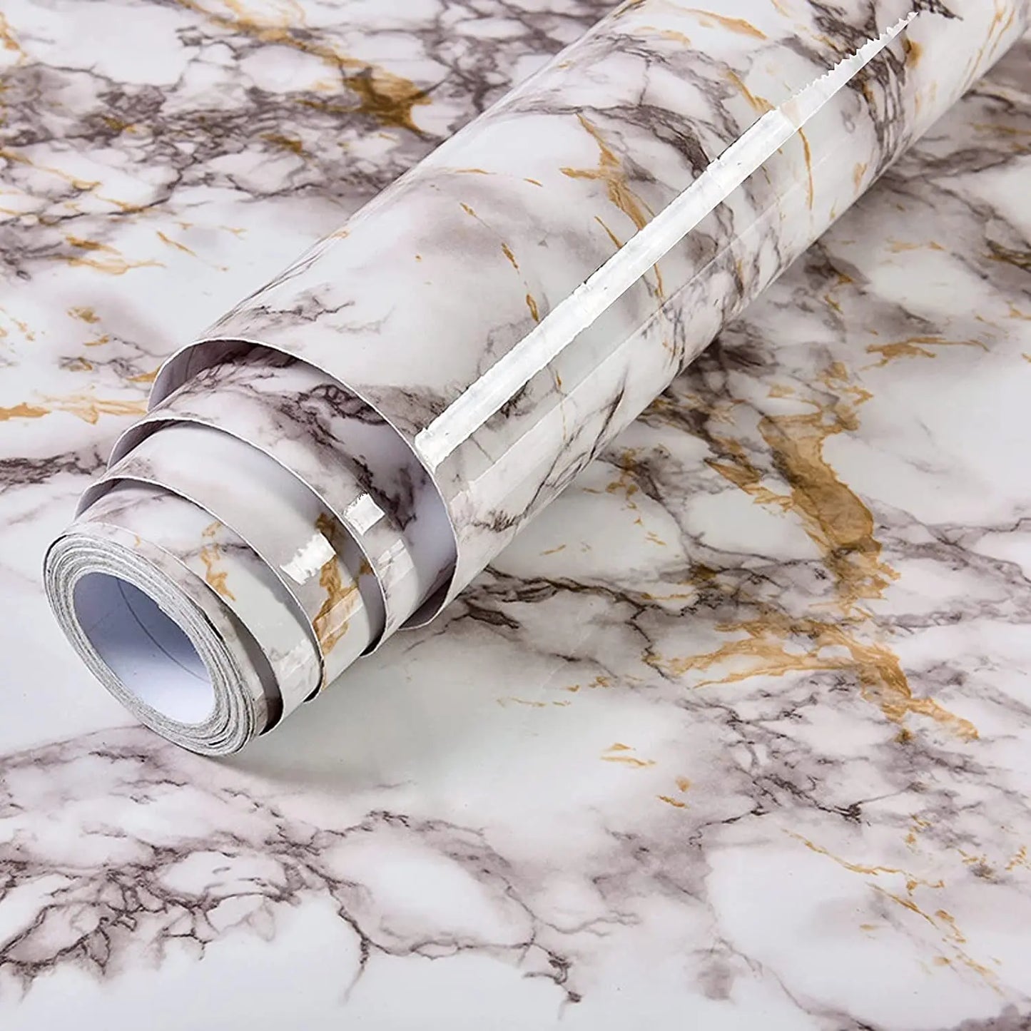 PVC Thickened Waterproof And Oil-proof Marble Wallpaper Self-adhesive Sticker Bathroom Cabinet Cooktop Desktop Decorative Film