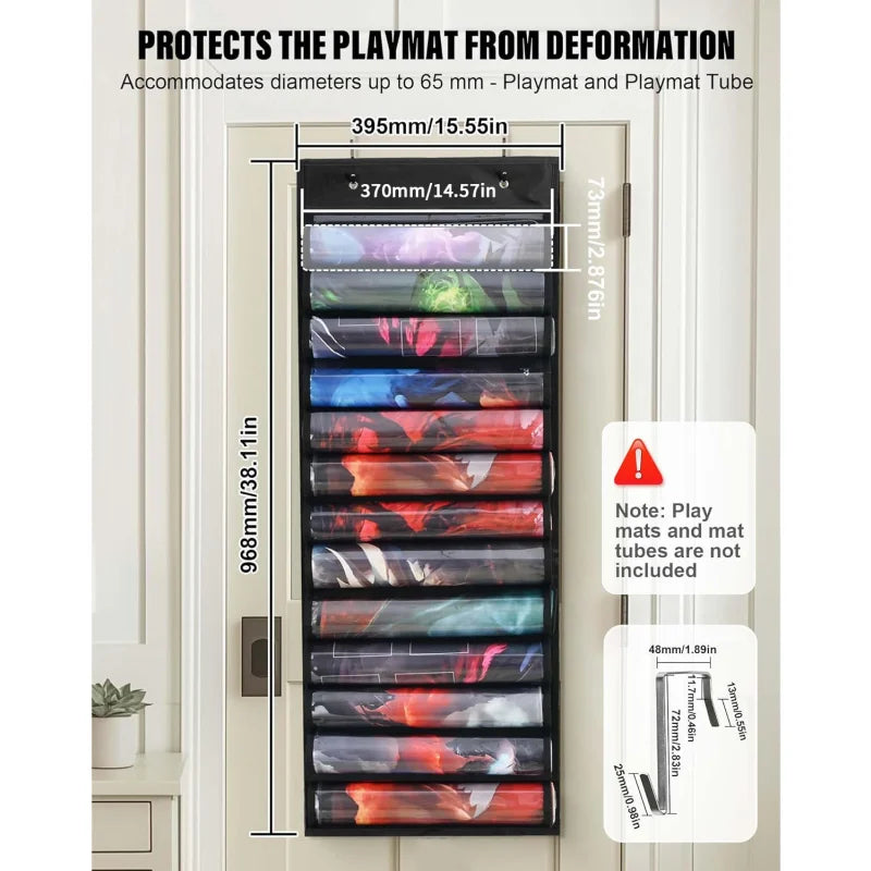 Playmat Holder - Portable Organiser Rack for TCG/RPG Mat, Compact Storage Solution for MTG & Collectible Game Mats with 2 Hooks
