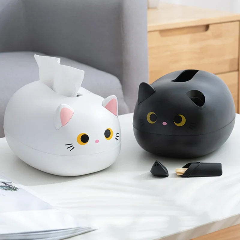 Kawaii Cat Tissue Box Living room Napkin Storage Box Kitchen Paper Container