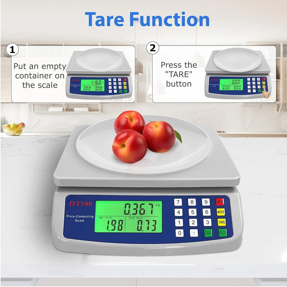 40kg/1g Large Digital Kitchen Scale with Tare Function Price Computing Scale Stainless Steel Counting Scale for Meat Vegetables