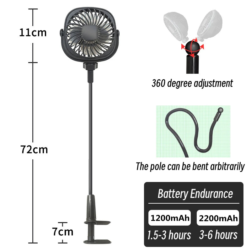 USB Electric Portable Adjustable 3 Speed Fan