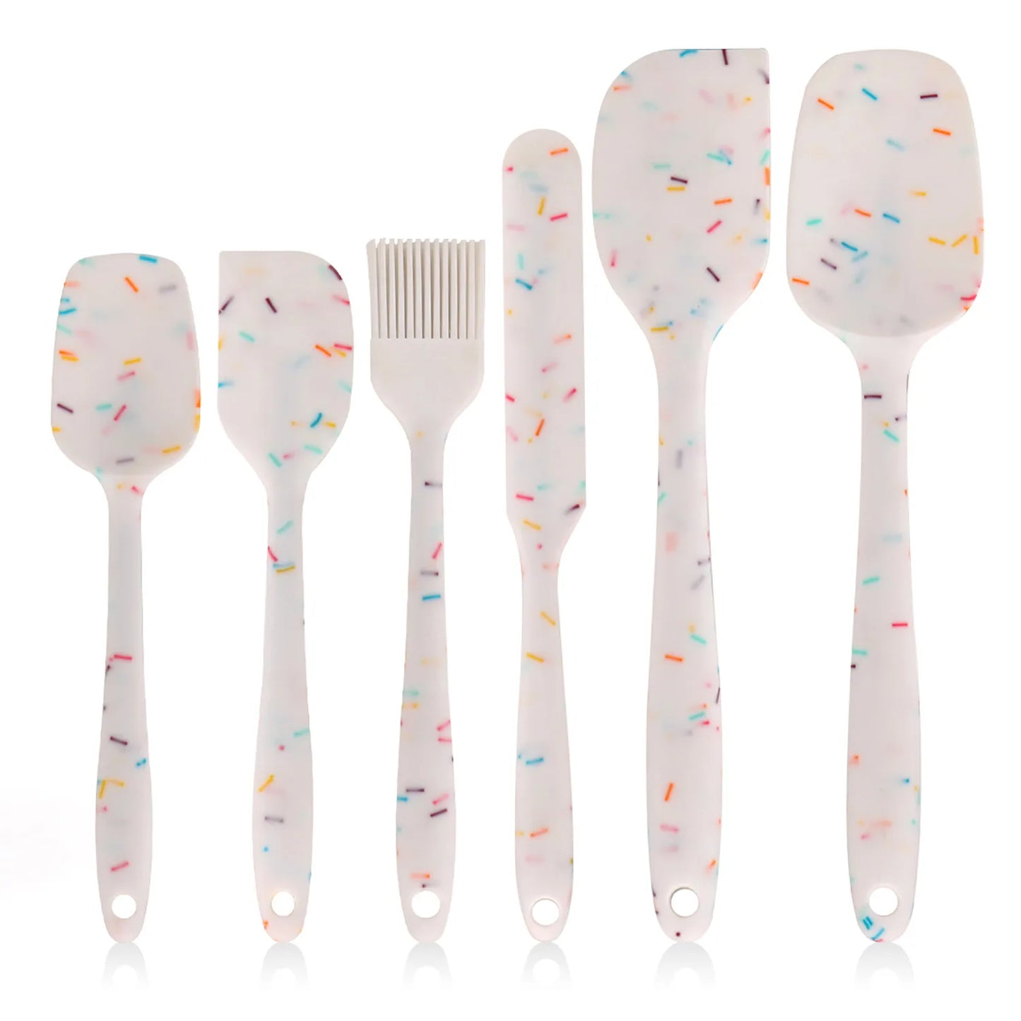 Silicone kitchenware 6-piece set, cream integrated scraper, spatula, oil brush, size scraper set