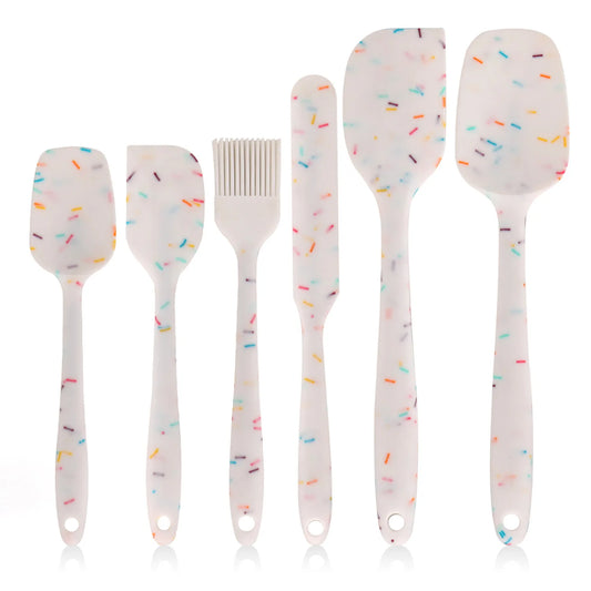 Silicone kitchenware 6-piece set, cream integrated scraper, spatula, oil brush, size scraper set