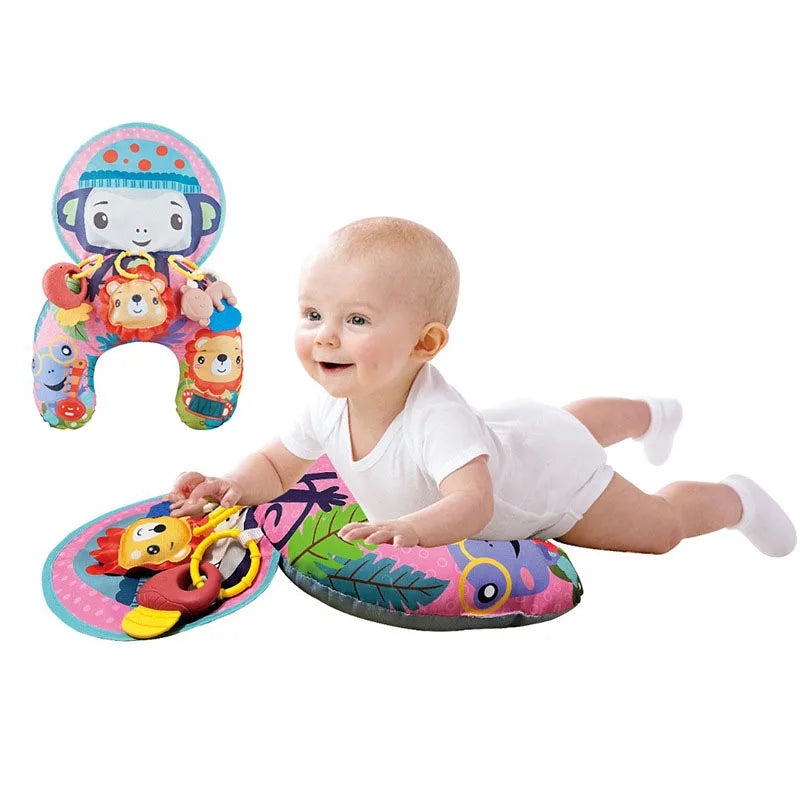 Montessori High Contrast Sensory Toys Baby Pillow Tummy Time Toy Newborn Head-up Training Pillow Teether Rattles 0 -6- 12 Months