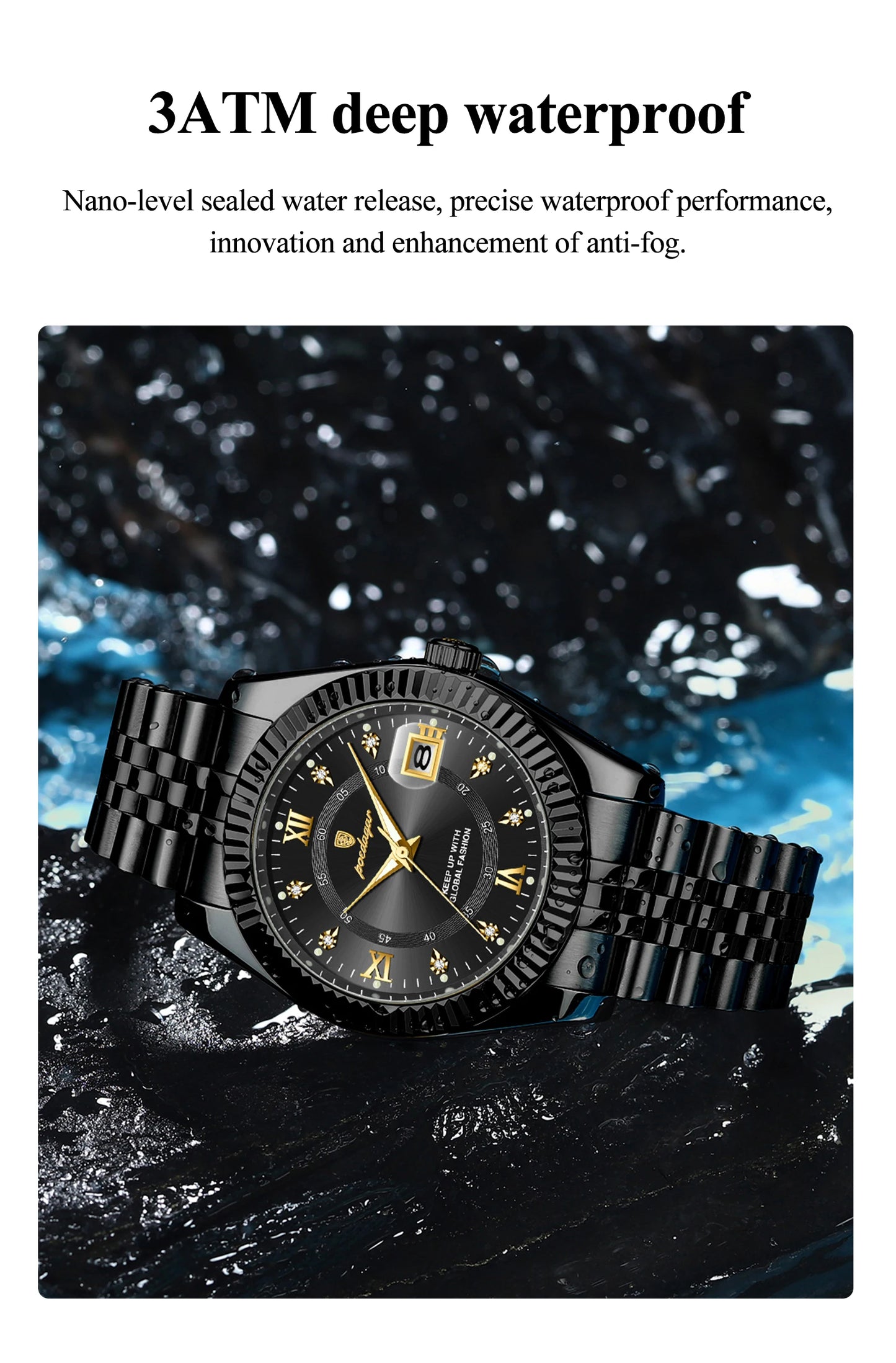POEDAGAR Luxury Fashion Men Watch Waterproof Stainless Steel Luminous Military Man Wristwatch Date Business Quartz Men's Watches