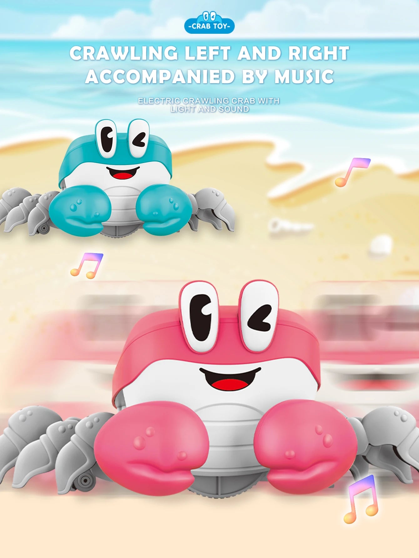 Crawling Crab Baby Toy, Learning Crawl Toys Crab with Music Dancing Walking Moving Induction Gifts for 3+ Boys and Girls