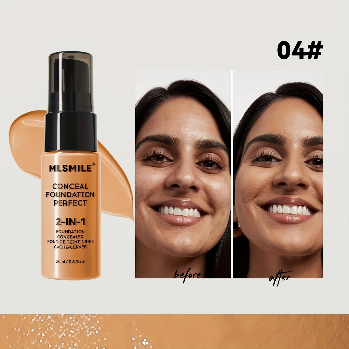 2-In-1 Oil Control Liquid Foundation & Concealer Full Coverage Long Lasting Waterproof Hydrating Brightening Base Makeup