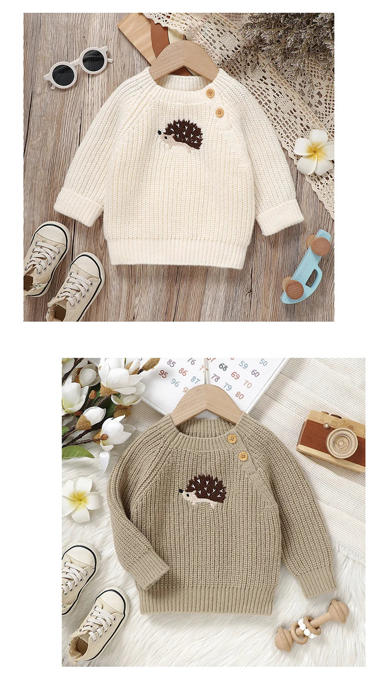 Baby Sweaters Knitted Newborn Girl Boy Pullover Long Sleeve Autumn Infant Children Clothing Cute Cartoon Hedgehog Tops Outerwear