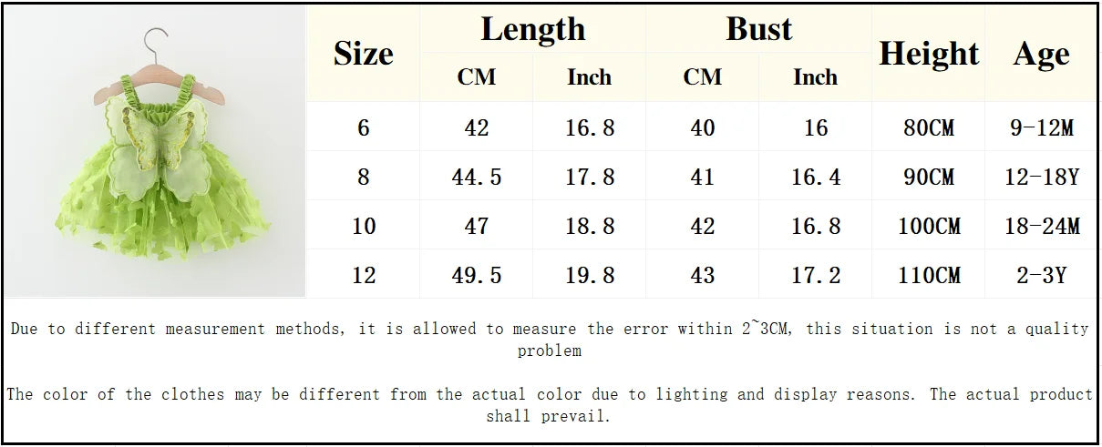 Summer 0-3 Girls' Dress Solid Color Butterfly 3D Mesh Splicing Butterfly Wings Strap Fluffy Dress