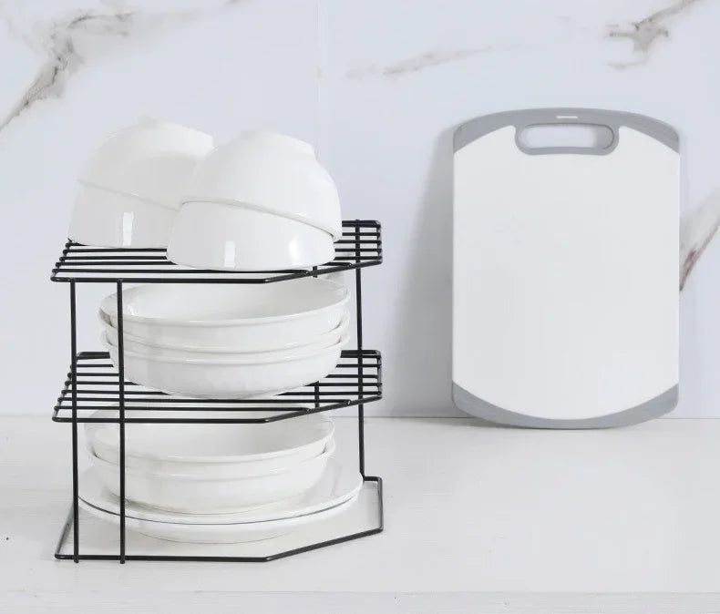 Kitchen Seasoning Corner Rack Pot Dish Food Sundries Organiser Rack Non Punching Portable Storage Table Kitchen Bathroom Holder