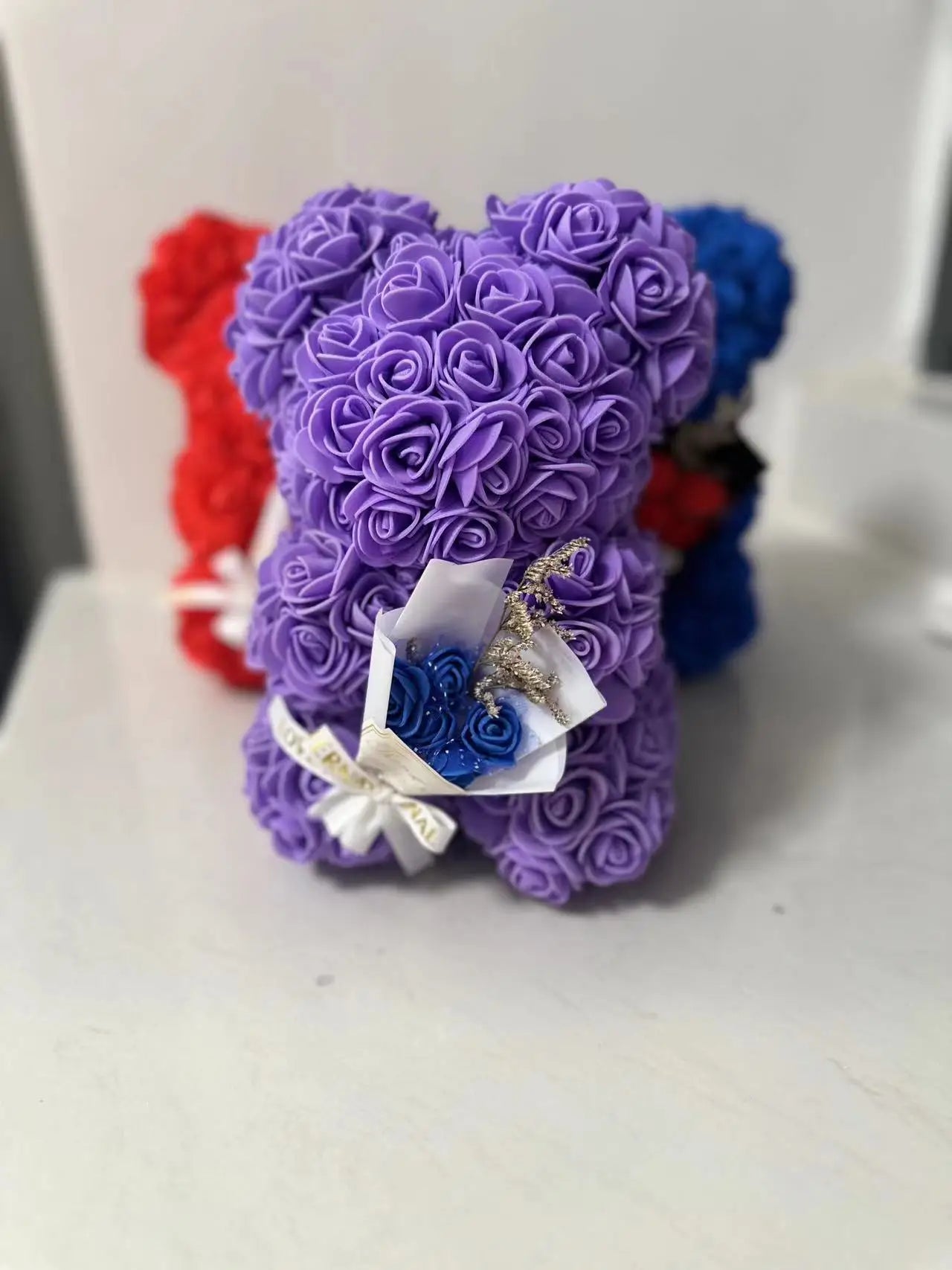 Valentines Day Gift 25cm Artificial Rose Bear With Box For Girl Friend Women Mother's Day Gift Brithday Present Wedding Party