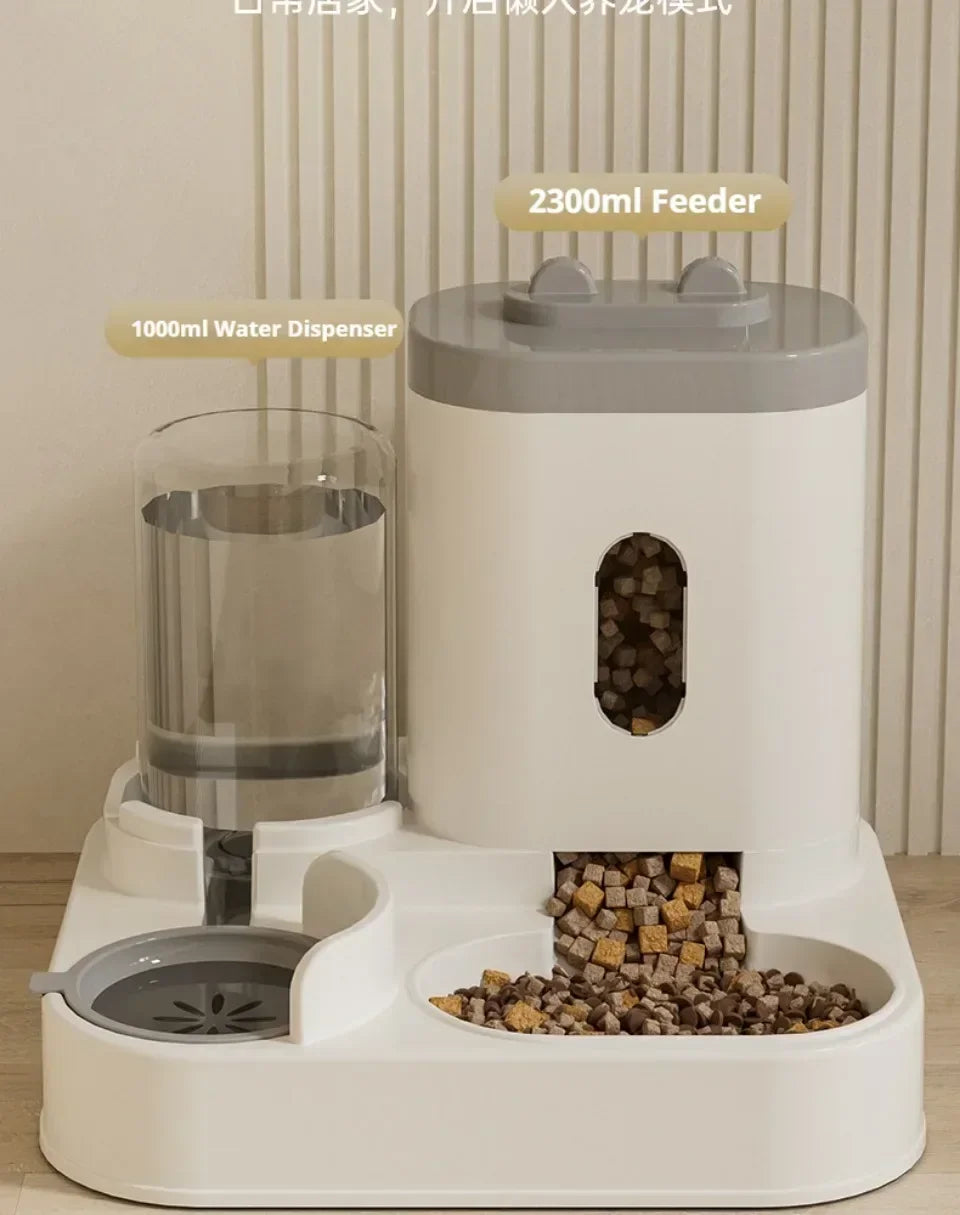 Automatic Pet Feeder and Water Dispenser 2in1 Raised Food Bowl with Water Fountain
