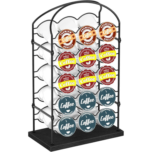 30-Capacity K-Cup & Coffee Pod Organizer | Space-Saving Countertop Holder for Coffee Bar/Home/Office | Black Compact Design