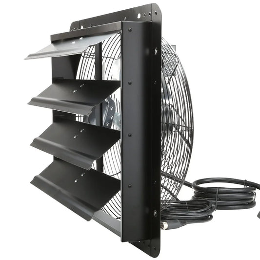 Shutter Exhaust Fan 16'' with Temperature Humidity Controller ECmotor 2650 CFM 10Speed Adjustable Wall Mount Attic Fan Ventila