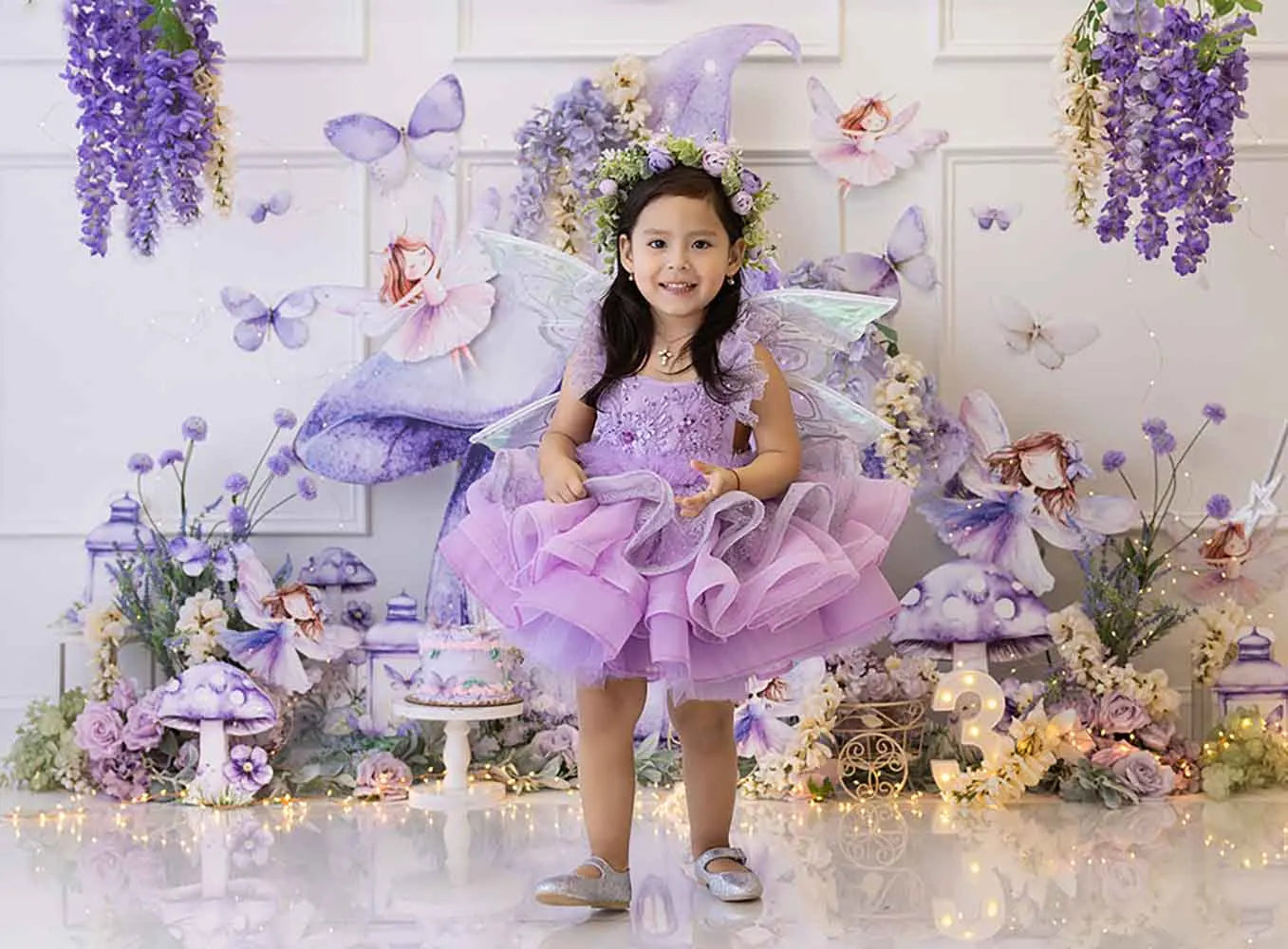 1st Birthday Cake Smash Backdrops Kids Baby Photography Child Photocall Fairy Balloons Wild One Garden Cute Bow Theme Background