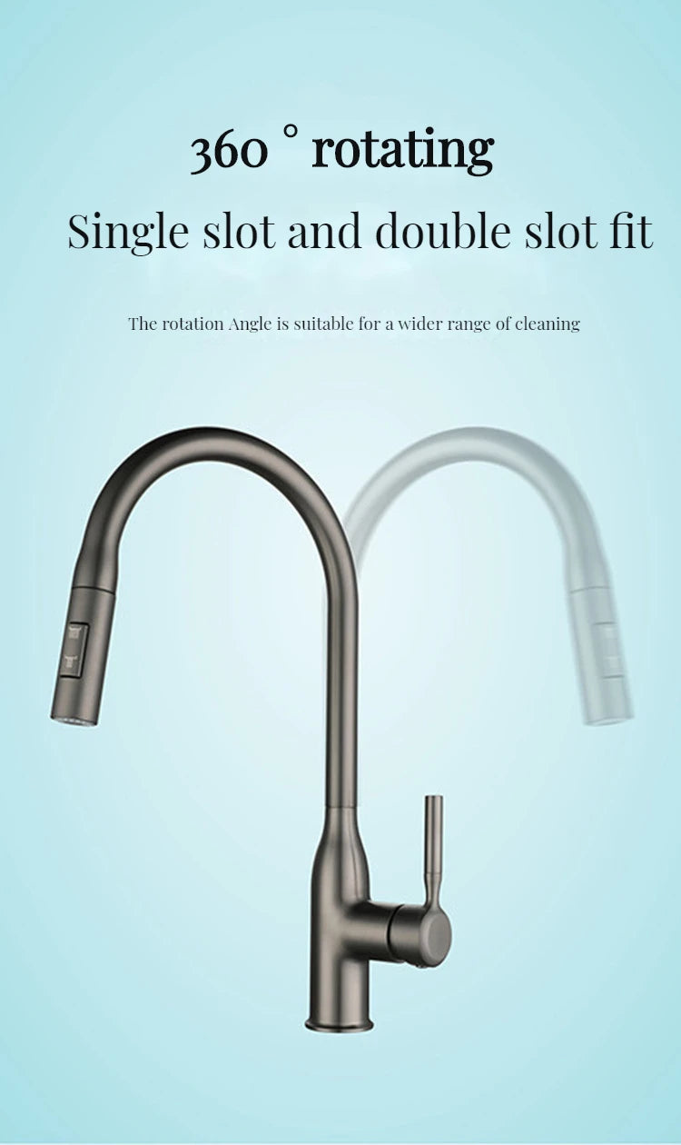 GEGVE Removable Kitchen Sink Faucet Spring Faucets Pull Out Spout Mixer Tap Hot Cold Water with Pull Down Tap Sprayer Cooking