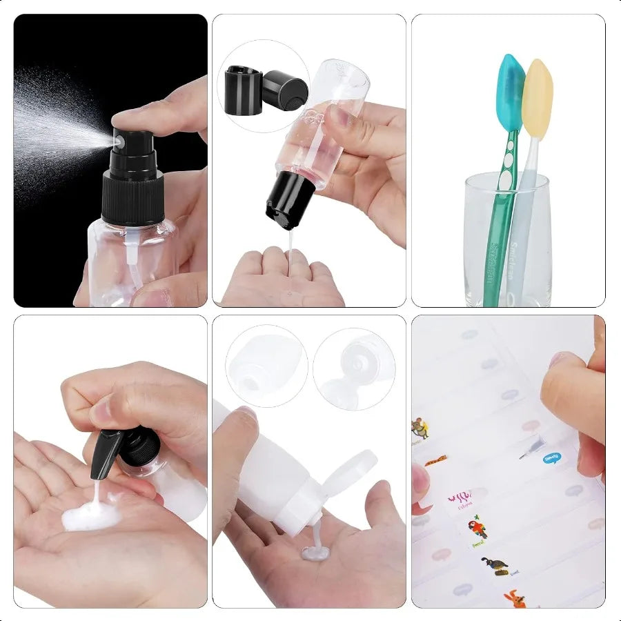 19 Pack Travel Bottles Set for Toiletries TSA Approved Travel Leak Proof Refillable Travel Accessories 2ozTravel Size Container