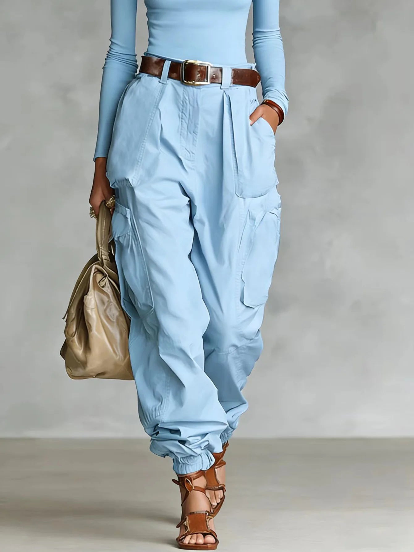Pantalones De Mujer New High Waist Pocket Solid Color Overalls Women's Summer New Loose Casual Vacation Outdoor Sports Overalls