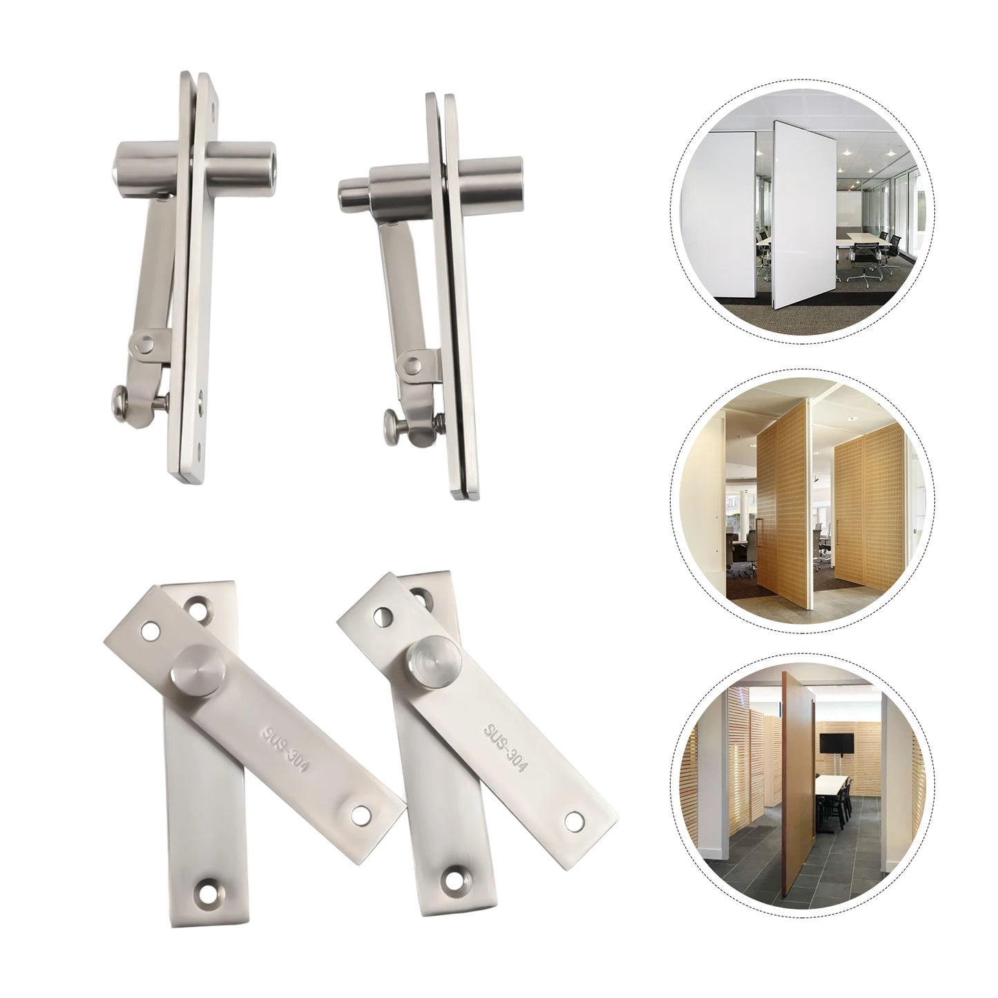 2 Sets Door Pivot Hinge Heavy Duty Hidden Bookcase Hinges Secret Door Hinges 360° Rotation Shaft
