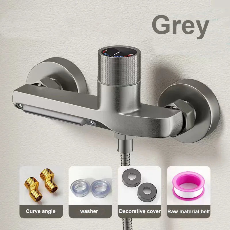 Bathroom Brass Basin Faucets Shower Faucet Wall Mounted Hot Cold Water Dual Spout Mixer Tap For Bathroom