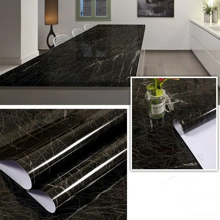 PVC Thickened Waterproof And Oil-proof Marble Wallpaper Self-adhesive Sticker Bathroom Cabinet Cooktop Desktop Decorative Film