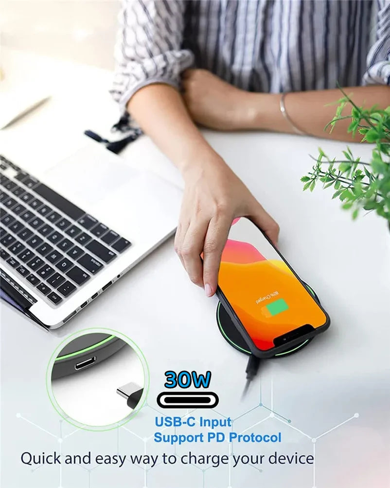 30W Wireless Charger For iPhone 15 14 13 12 X Pro