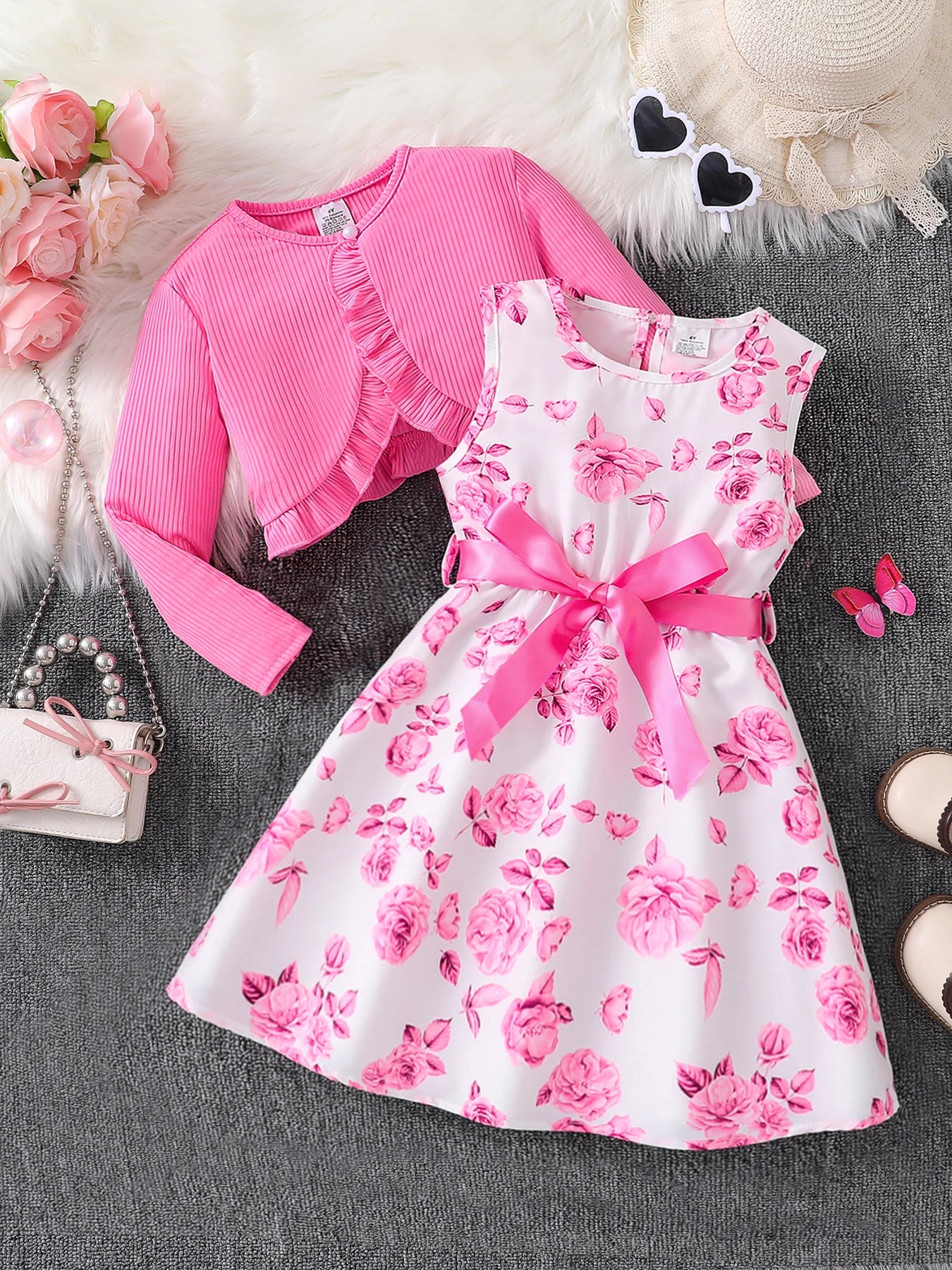 Pink Print Dress Set